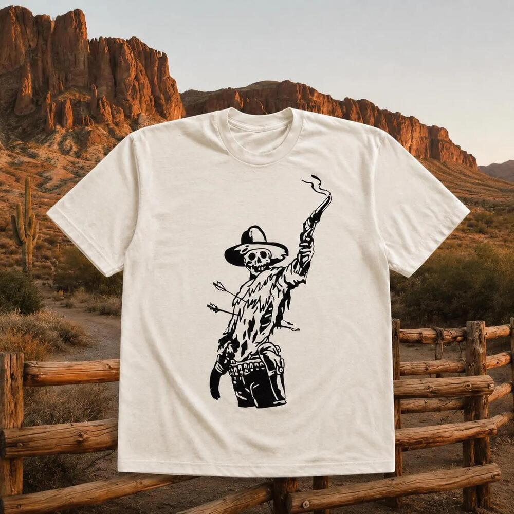 90S Skeleton Cowboy Shirt, Skull Western Retro T-Shirt, Western